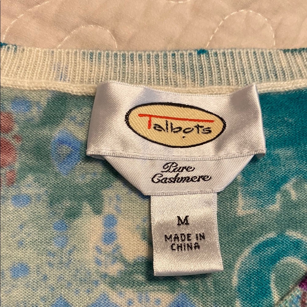 Talbots Cashmere Floral Sweater size M - Picture 4 of 8